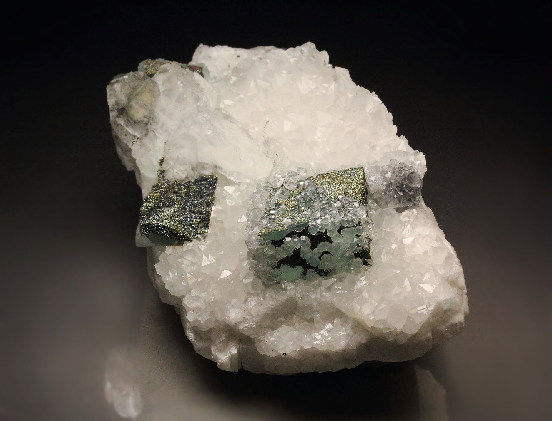 FLUORITE, PYRITE, QUARTZ, CALCITE