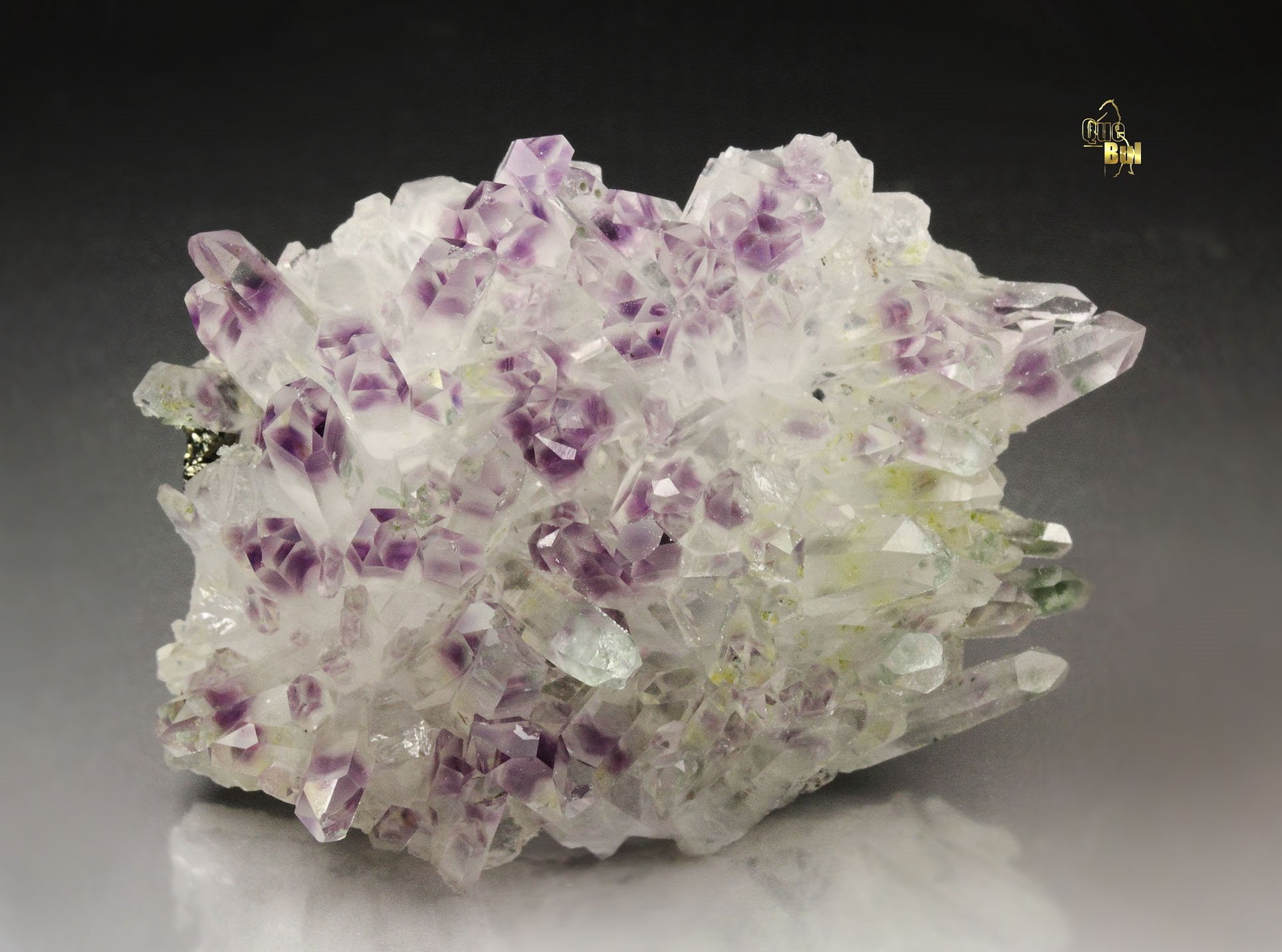 QUARTZ with AMETHYST phantoms, PYRITE