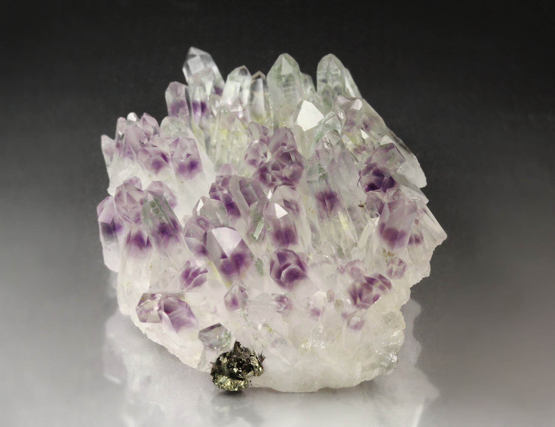 QUARTZ with AMETHYST phantoms, PYRITE