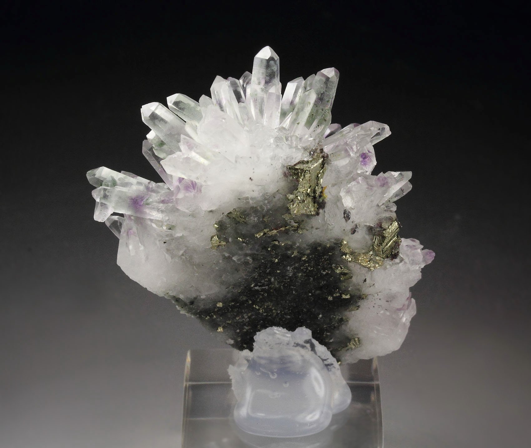 QUARTZ with AMETHYST phantoms, PYRITE