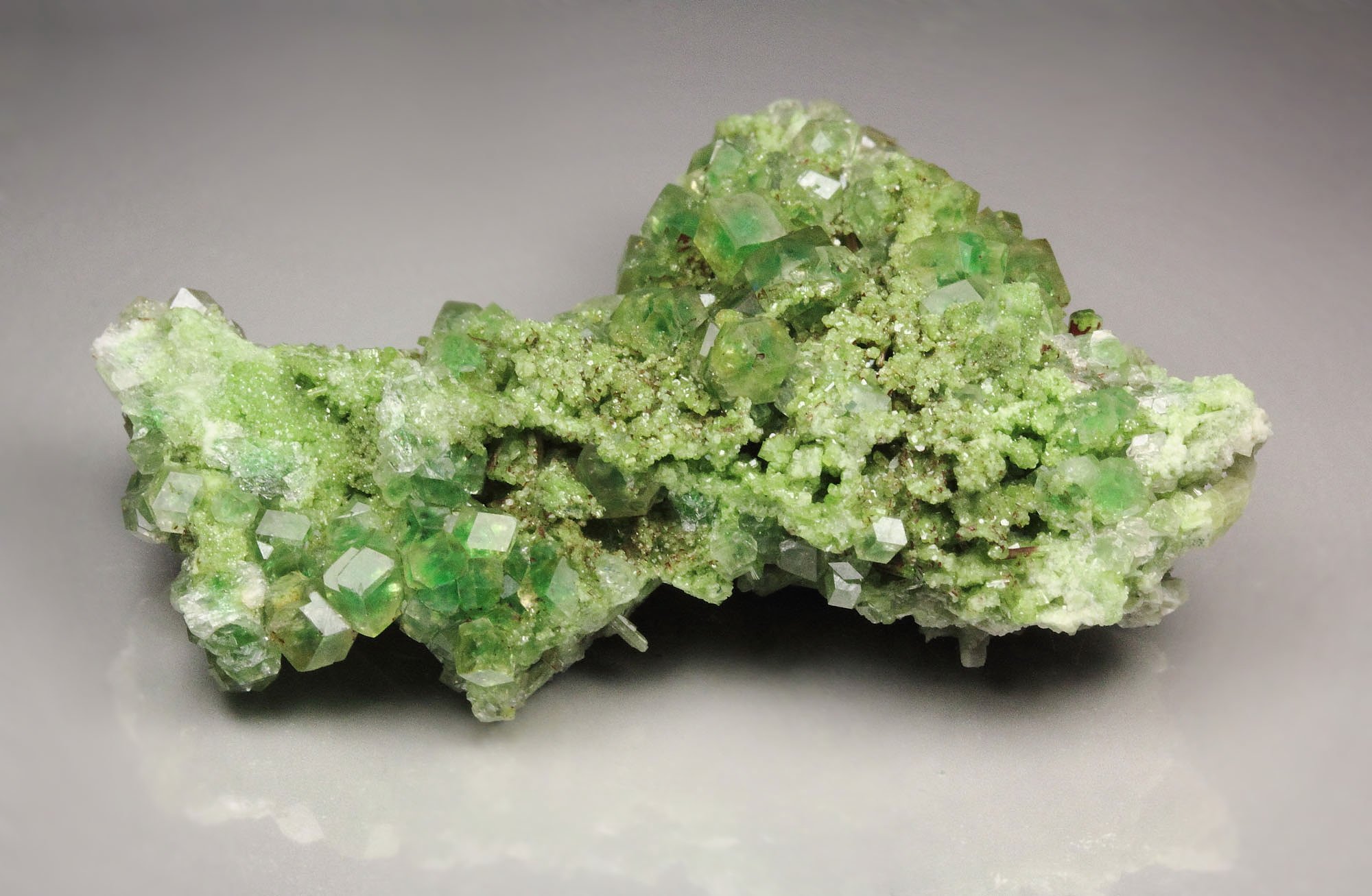 gem GARNET var. GROSSULAR with GREEN CHROMIAN PHANTOMS, DIOPSIDE