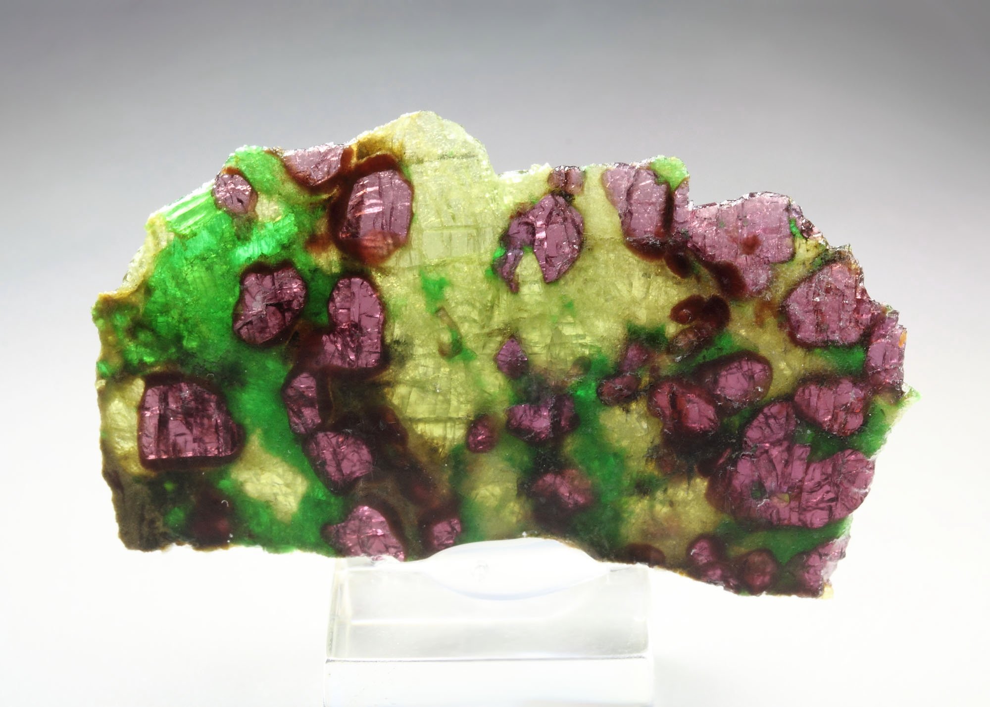 GARNET var. PYROPE, DIOPSIDE var. CHROMIUM-BEARING DIOPSIDE, ENSTATITE