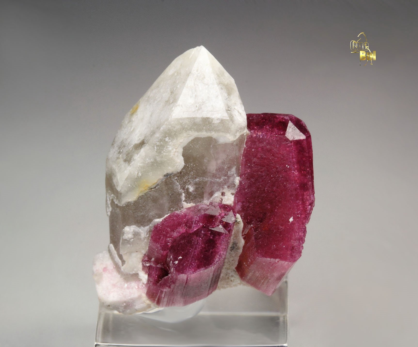 TOURMALINE var. ELBAITE, QUARTZ