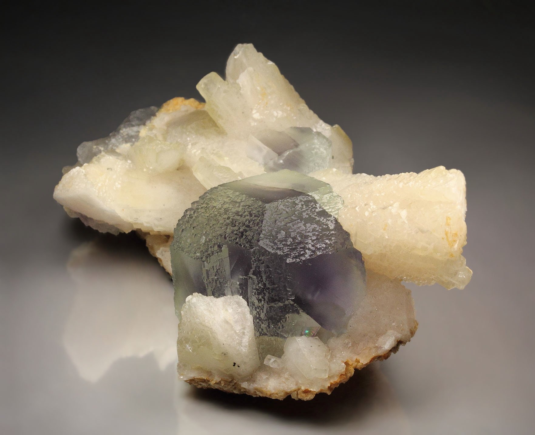 FLUORITE with PHANTOMS, CALCITE