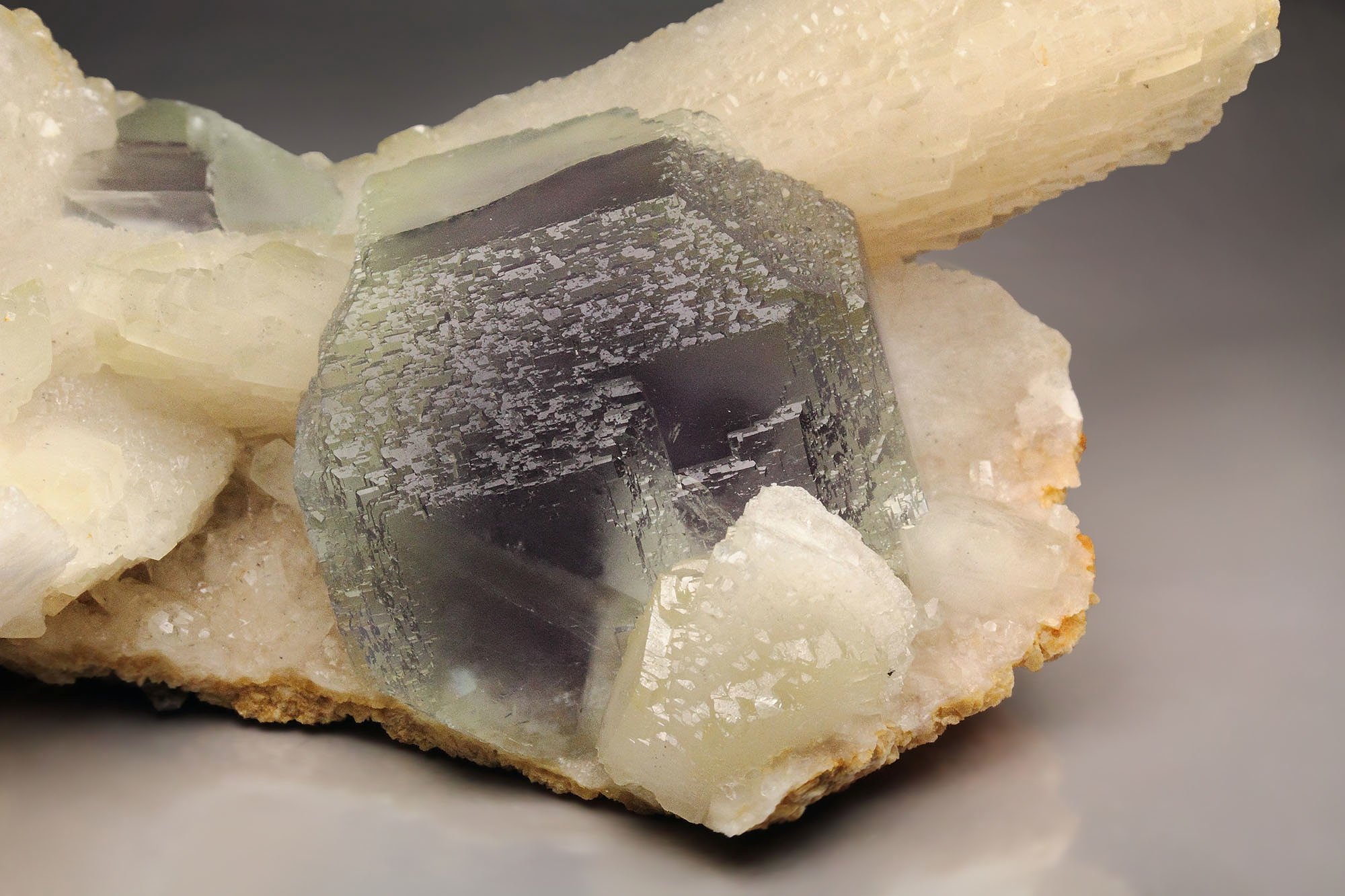 FLUORITE with PHANTOMS, CALCITE