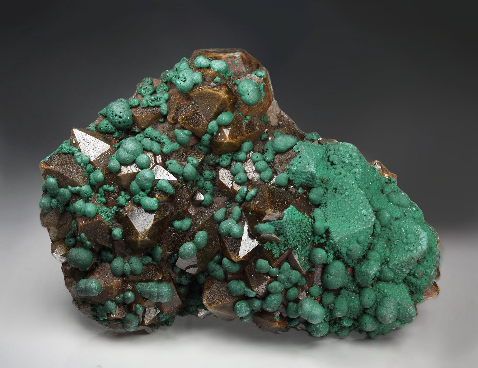 MALACHITE, QUARTZ with inclusions