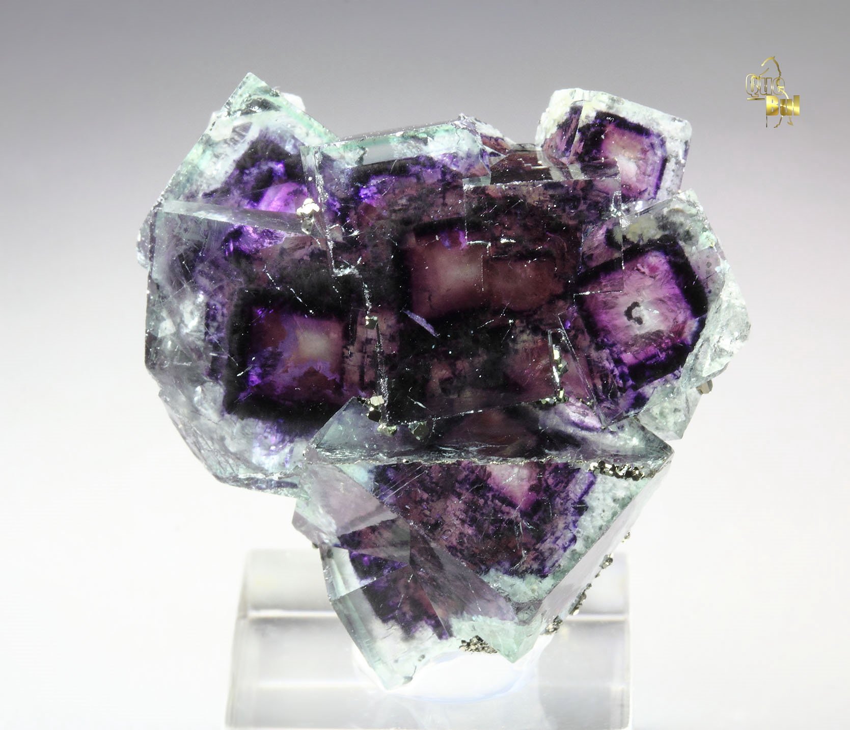 FLUORITE with PHANTOMS, PYRITE