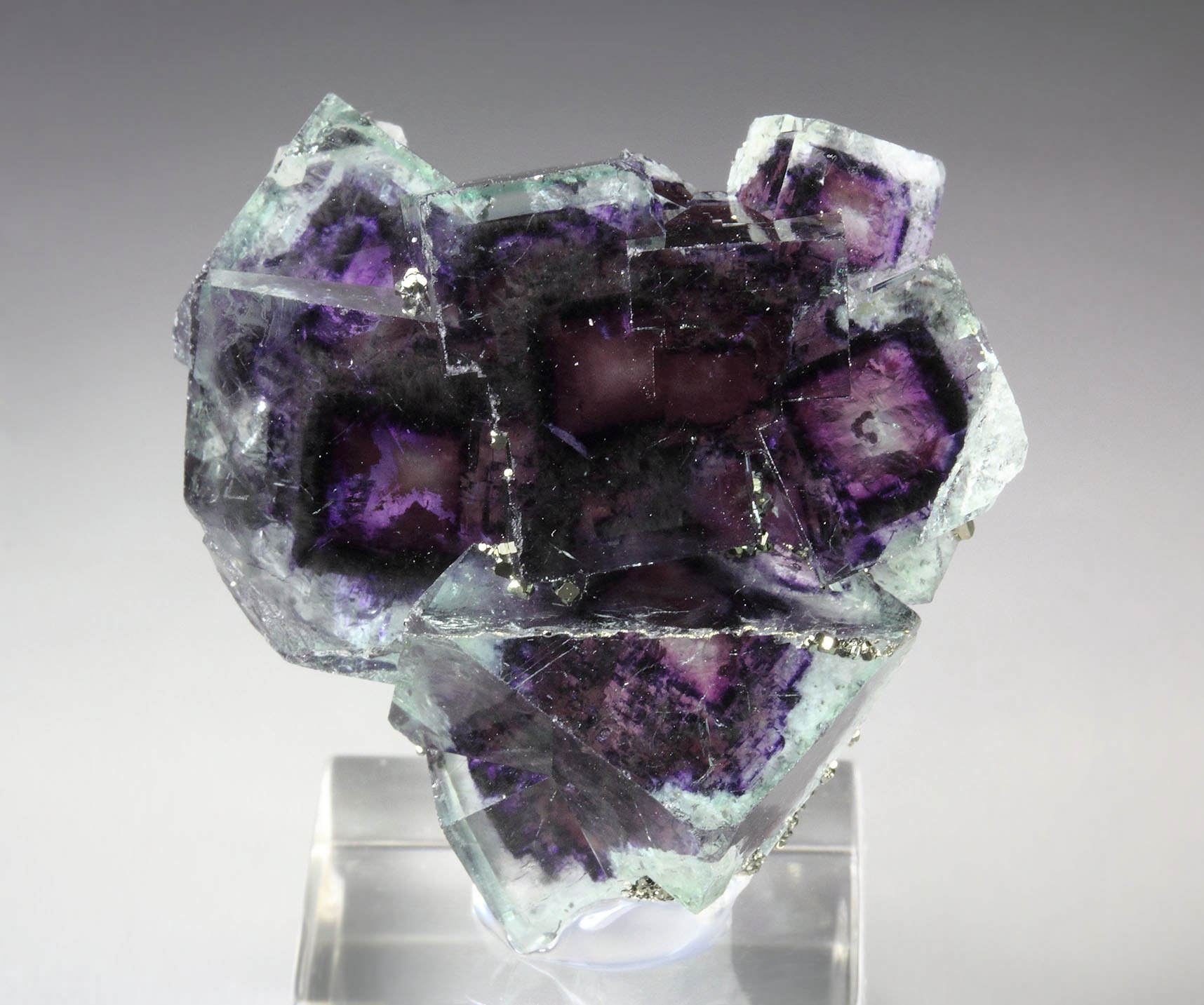 FLUORITE with PHANTOMS, PYRITE