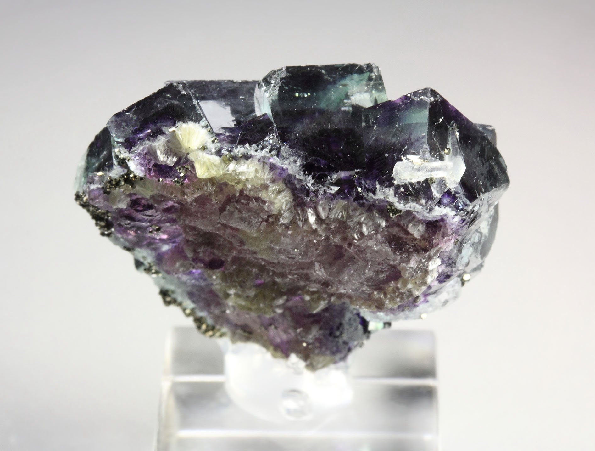 FLUORITE with PHANTOMS, PYRITE