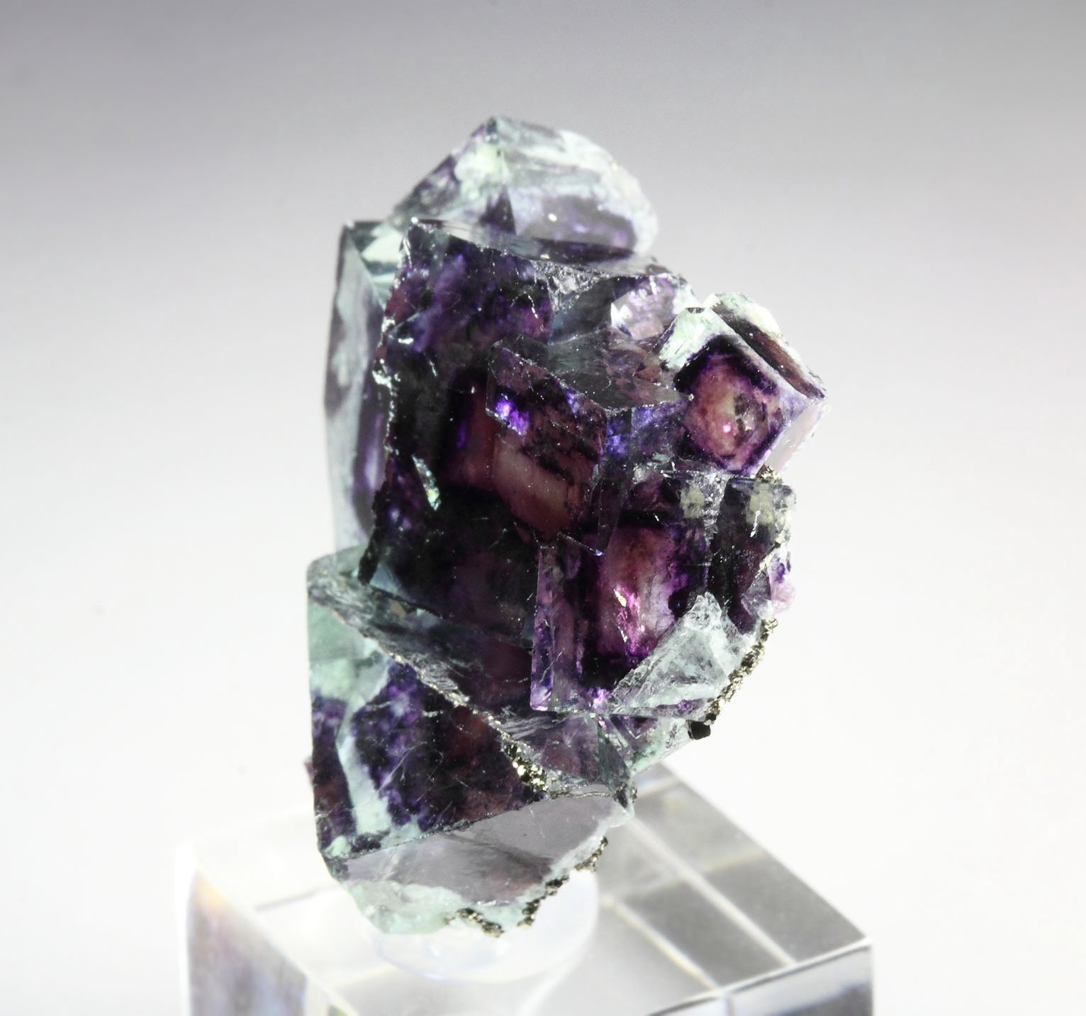 FLUORITE with PHANTOMS, PYRITE