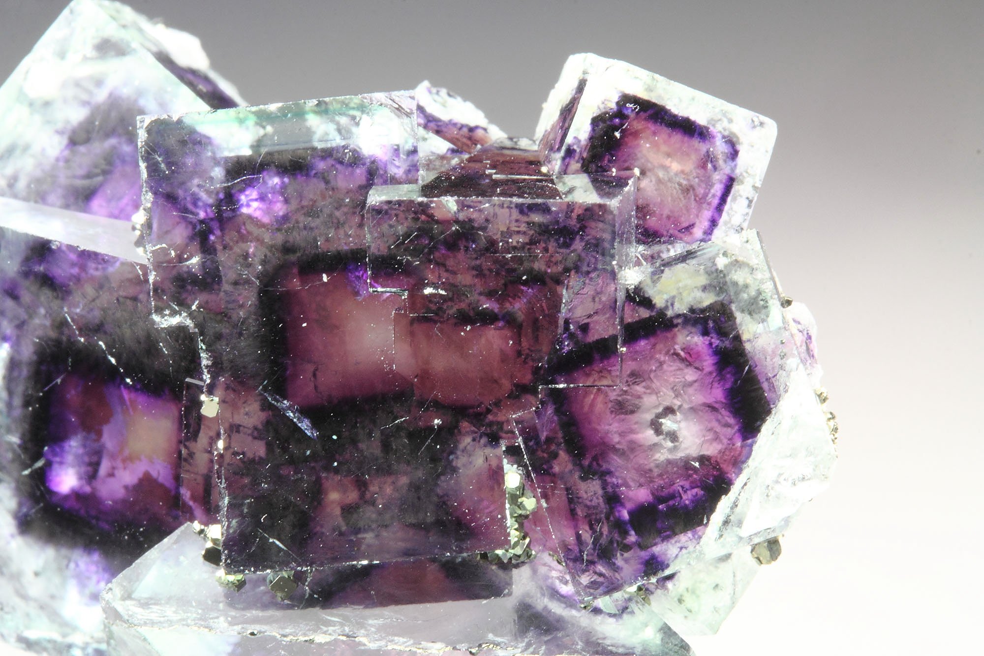 FLUORITE with PHANTOMS, PYRITE