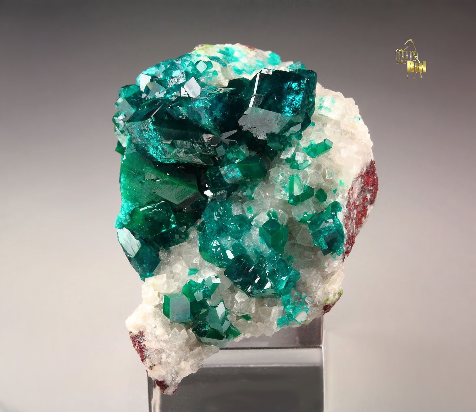 gemmy DIOPTASE, CALCITE