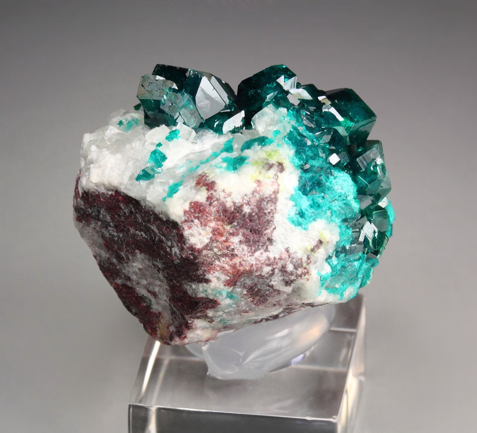 gemmy DIOPTASE, CALCITE