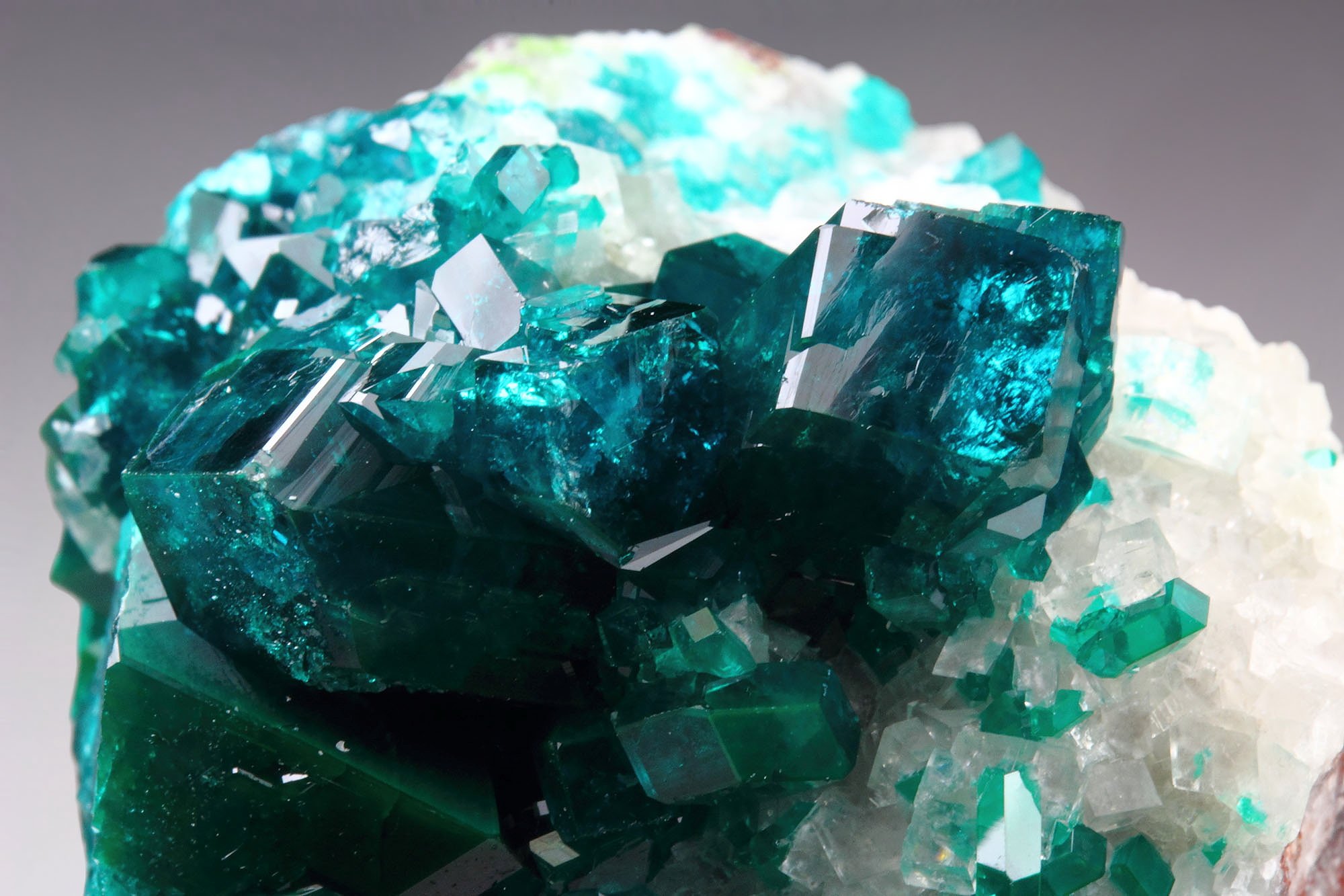 gemmy DIOPTASE, CALCITE