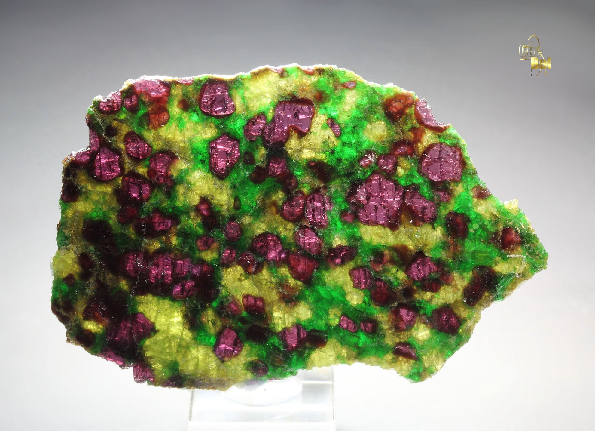 GARNET var. PYROPE, DIOPSIDE var. CHROMIUM-BEARING DIOPSIDE, ENSTATITE