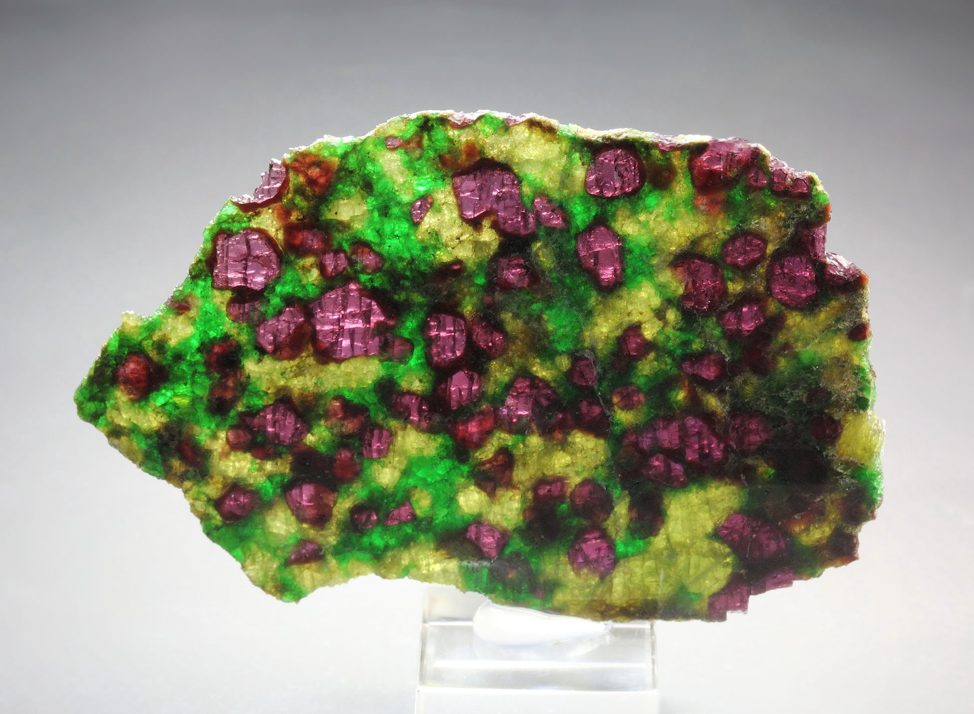 GARNET var. PYROPE, DIOPSIDE var. CHROMIUM-BEARING DIOPSIDE, ENSTATITE