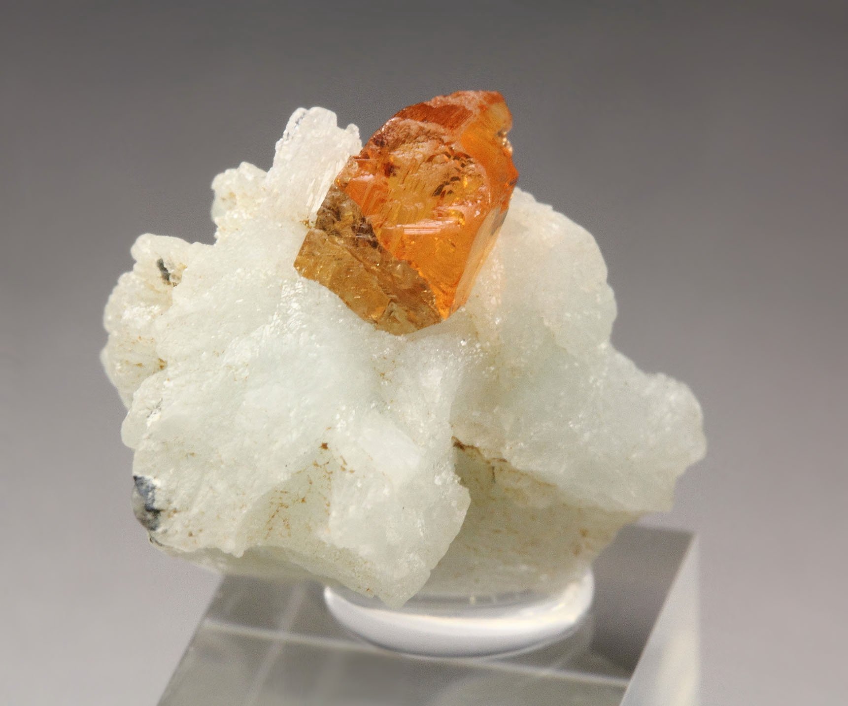 gem GARNET var. SPESSARTINE, ALBITE