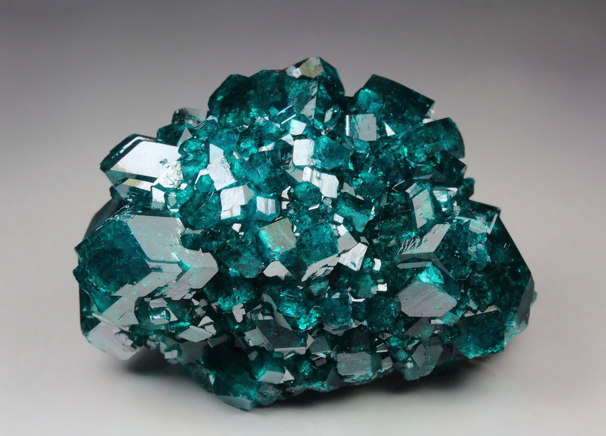 gemmy DIOPTASE, DUFTITE, CALCITE