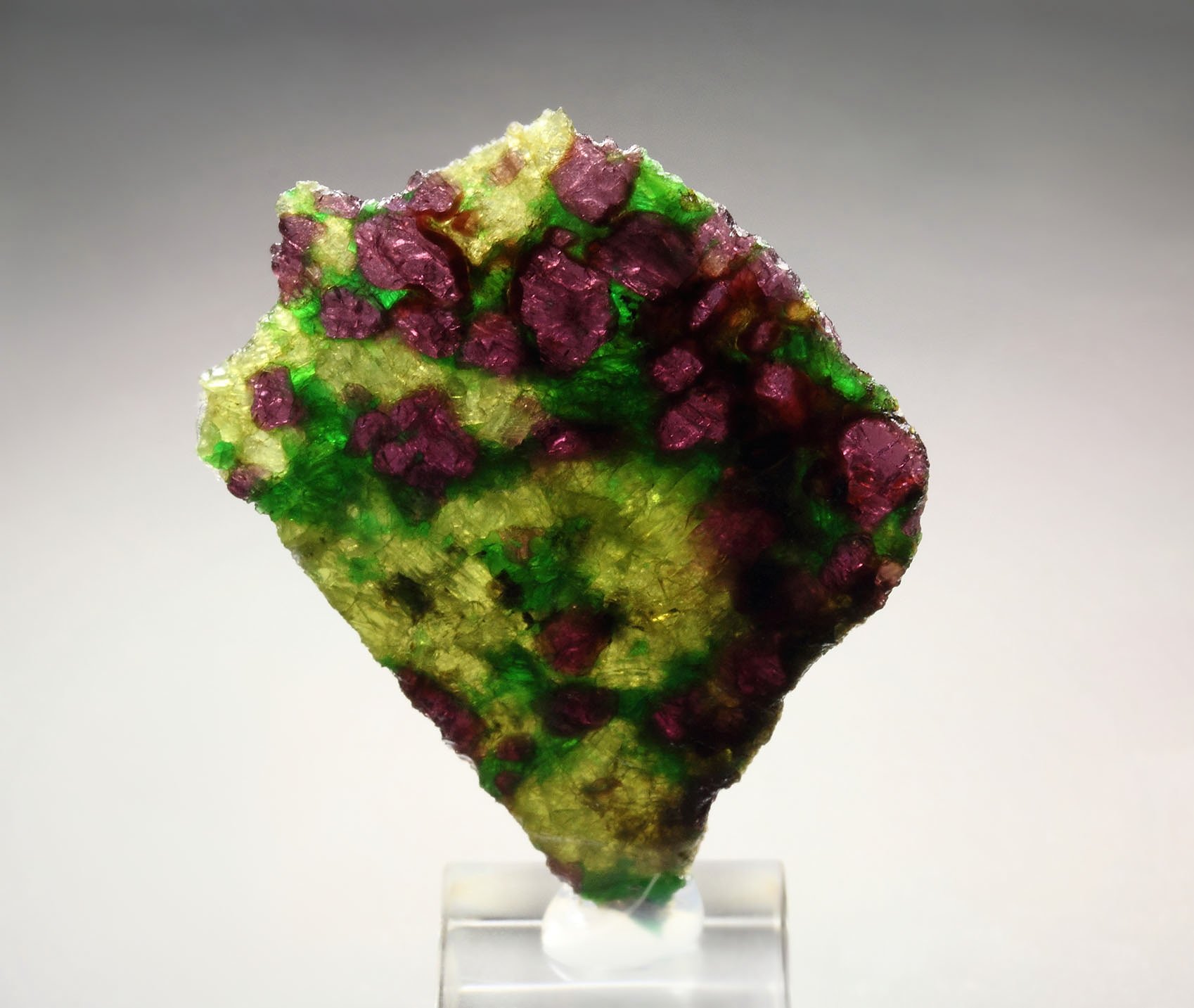 GARNET var. PYROPE, DIOPSIDE var. CHROMIUM-BEARING DIOPSIDE, ENSTATITE