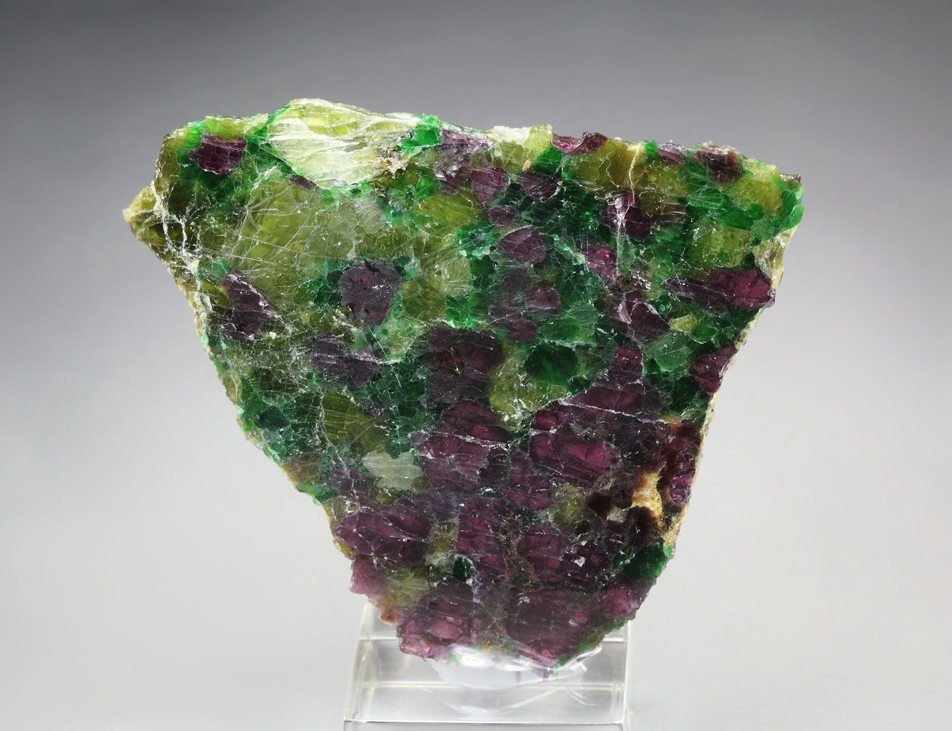 GARNET var. PYROPE, DIOPSIDE var. CHROMIUM-BEARING DIOPSIDE, ENSTATITE