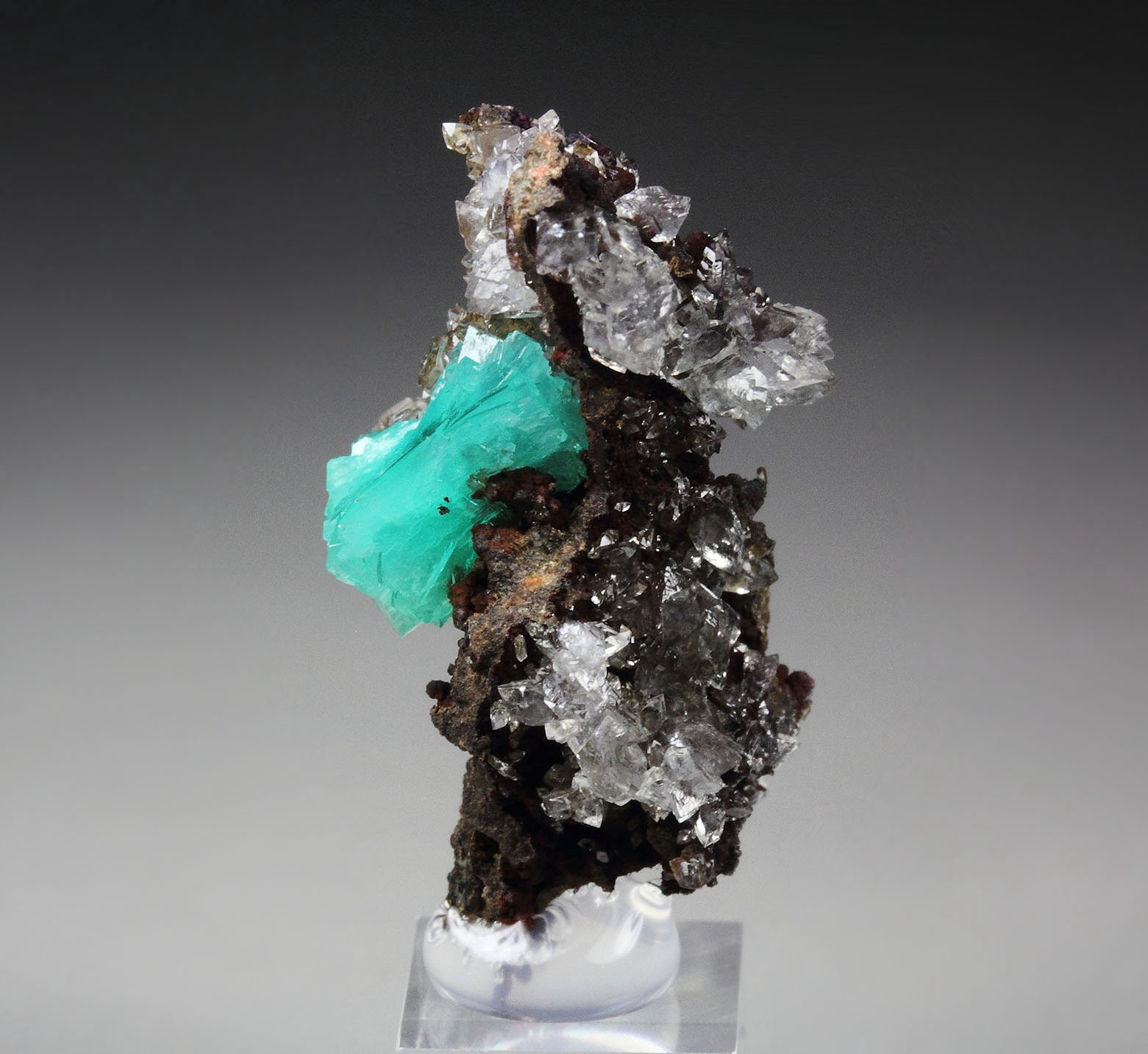 ADAMITE var. CUPRIAN ADAMITE, CALCITE