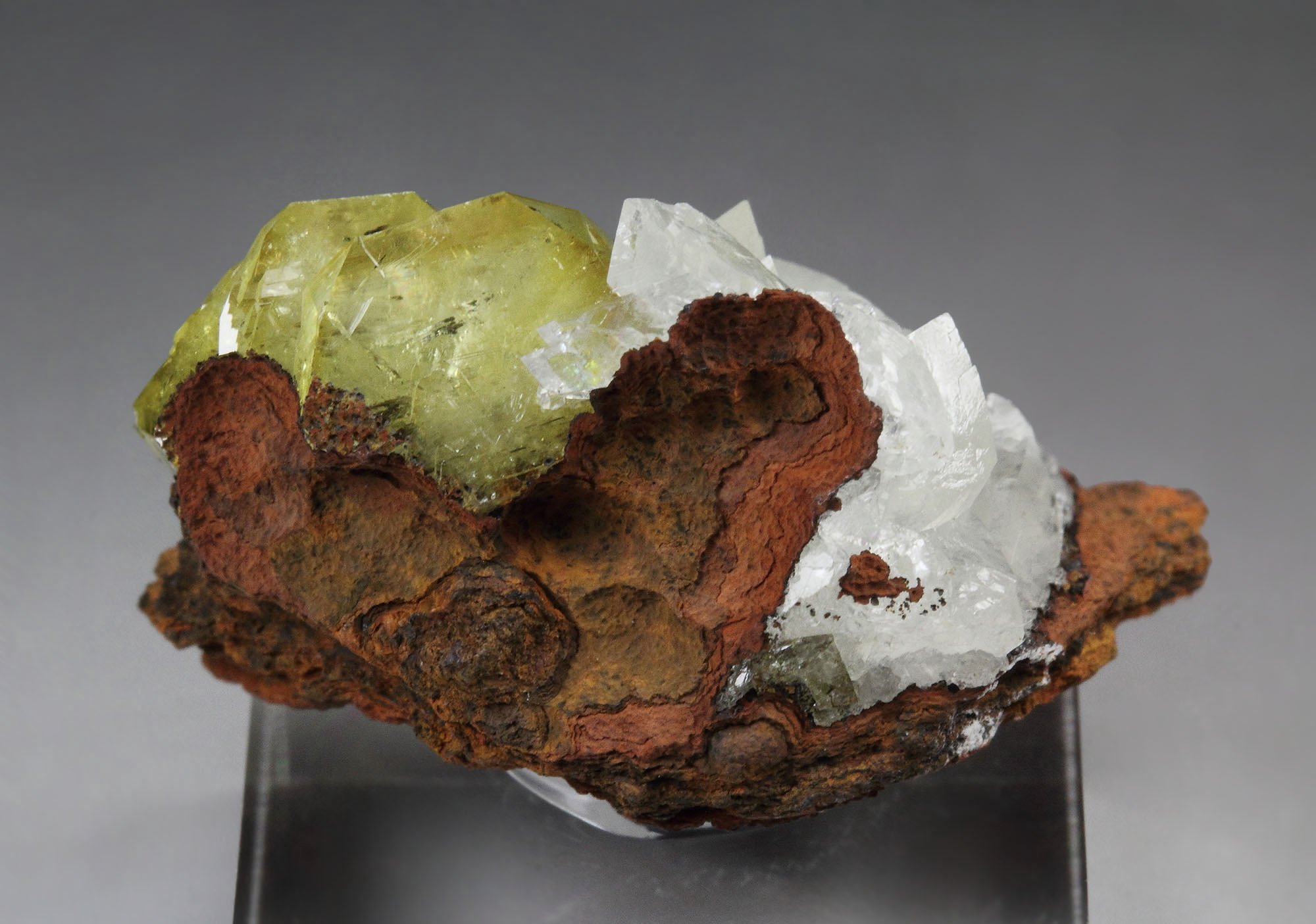 gem ADAMITE, CALCITE