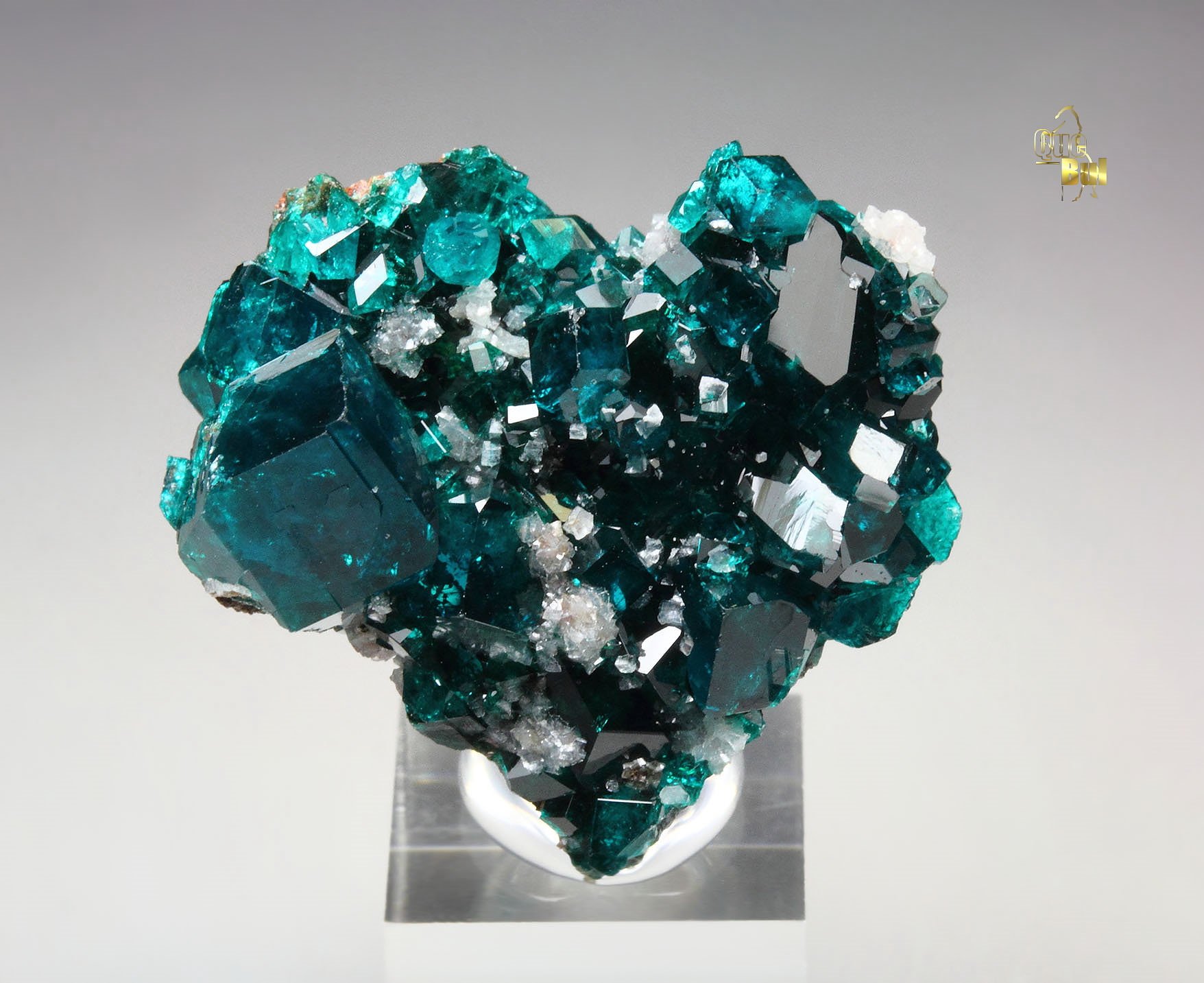 gemmy DIOPTASE, CALCITE