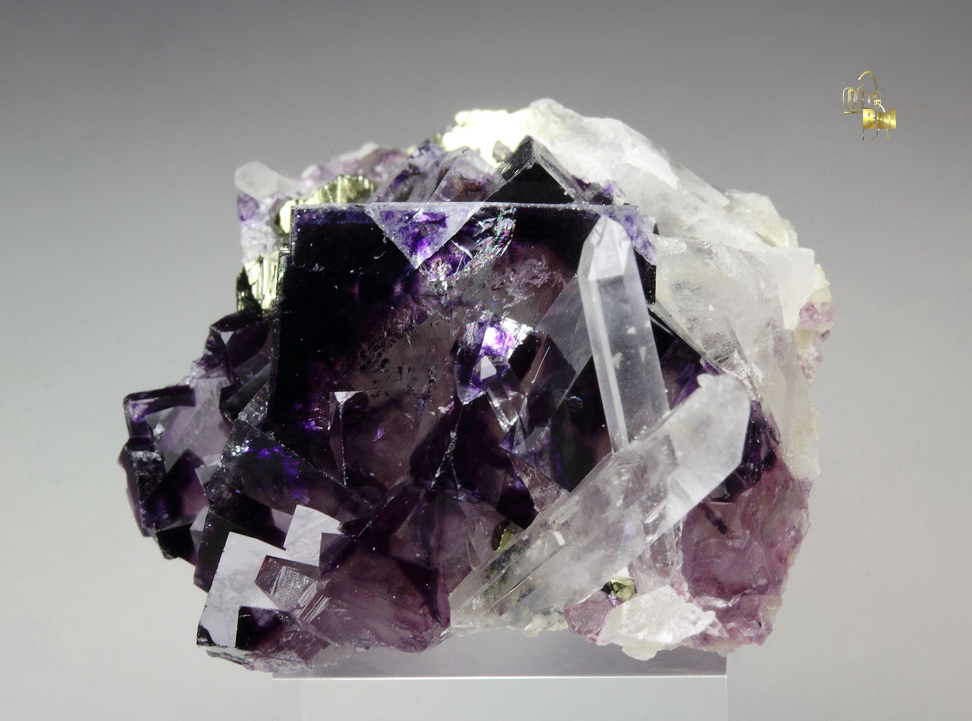 FLUORITE with PHANTOMS, CHALCOPYRITE, QUARTZ