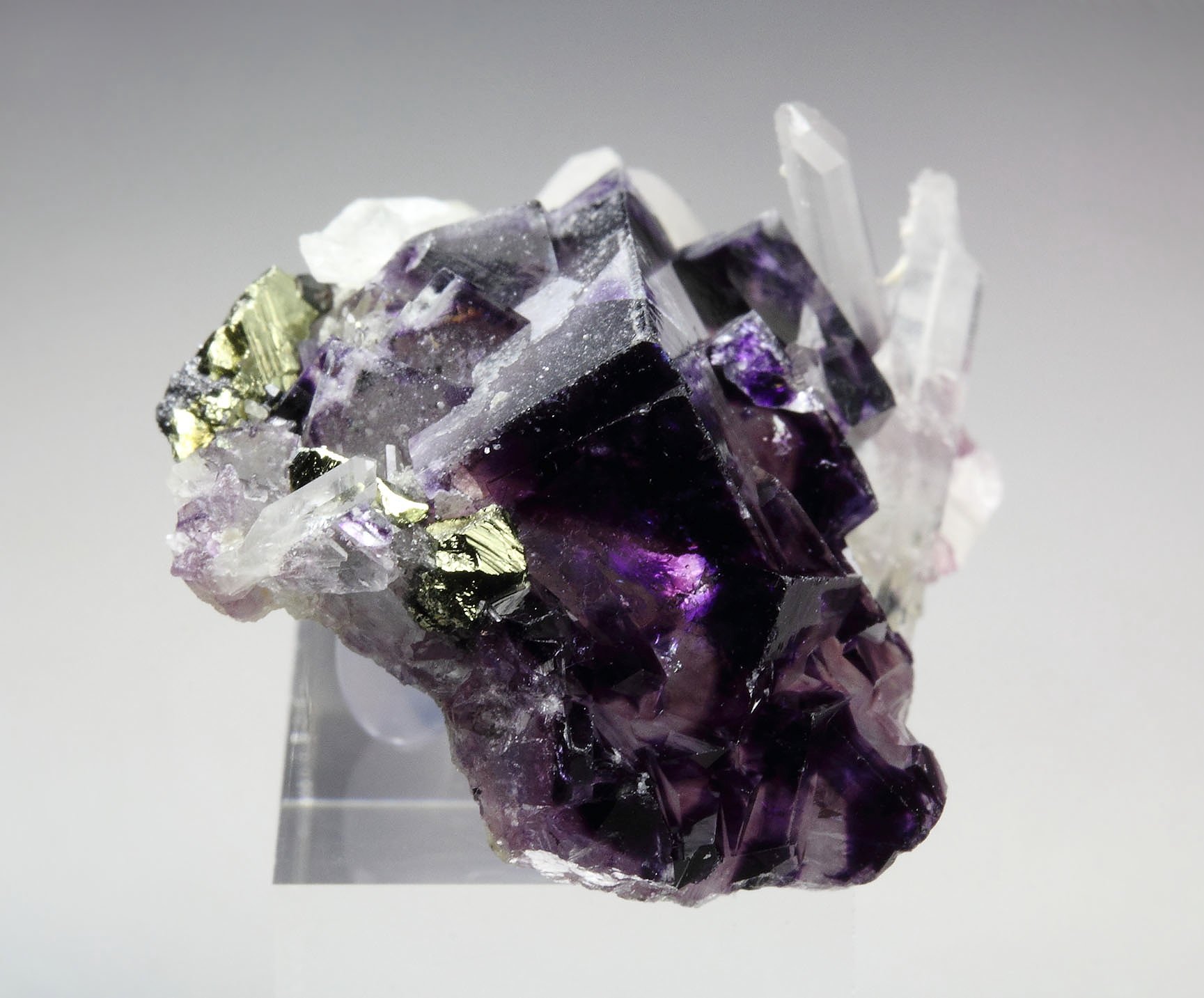 FLUORITE with PHANTOMS, CHALCOPYRITE, QUARTZ