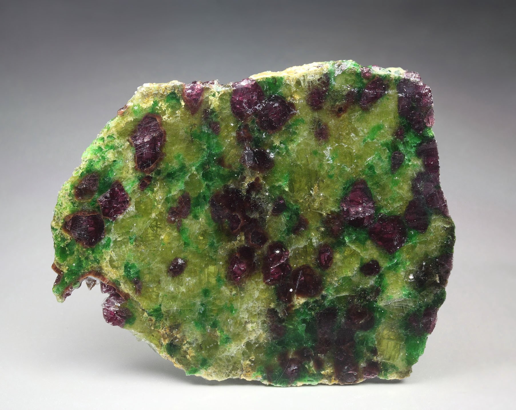 GARNET var. PYROPE, DIOPSIDE var. CHROMIUM-BEARING DIOPSIDE, ENSTATITE