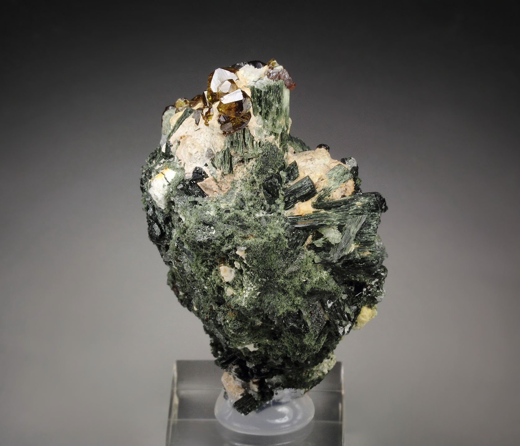 gem GARNET var. ANDRADITE var. TOPAZOLITE, ACTINOLITE