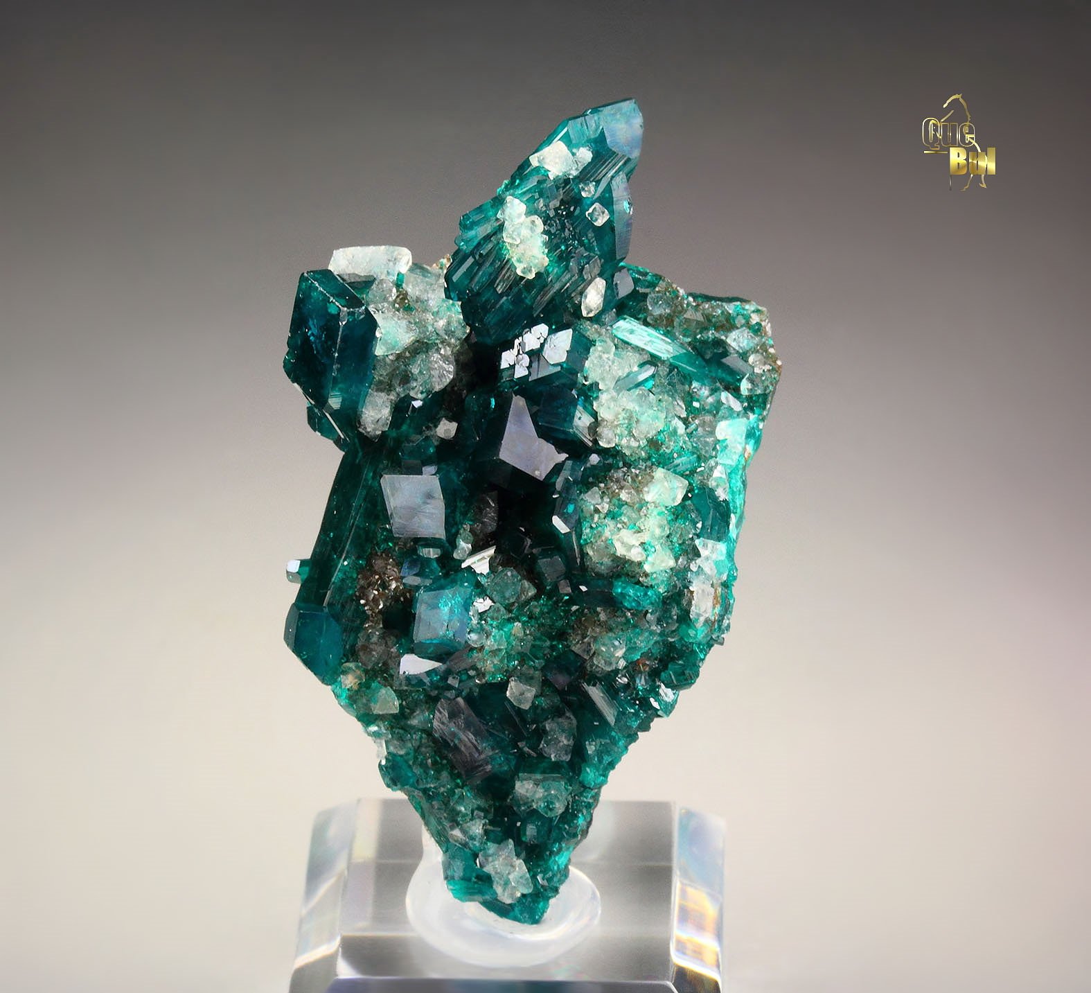 gemmy DIOPTASE, CALCITE