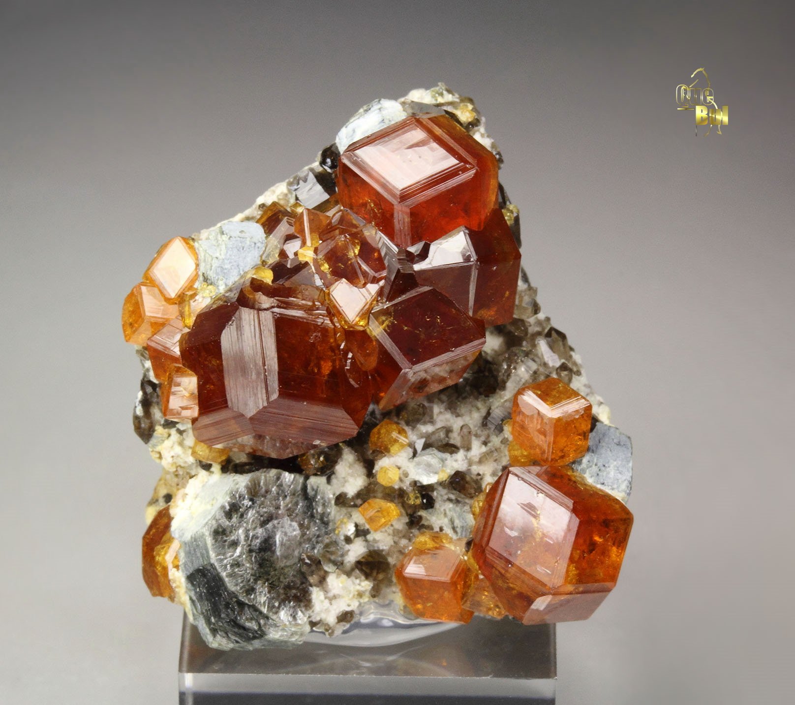 gem GARNET var. SPESSARTINE, MUSCOVITE