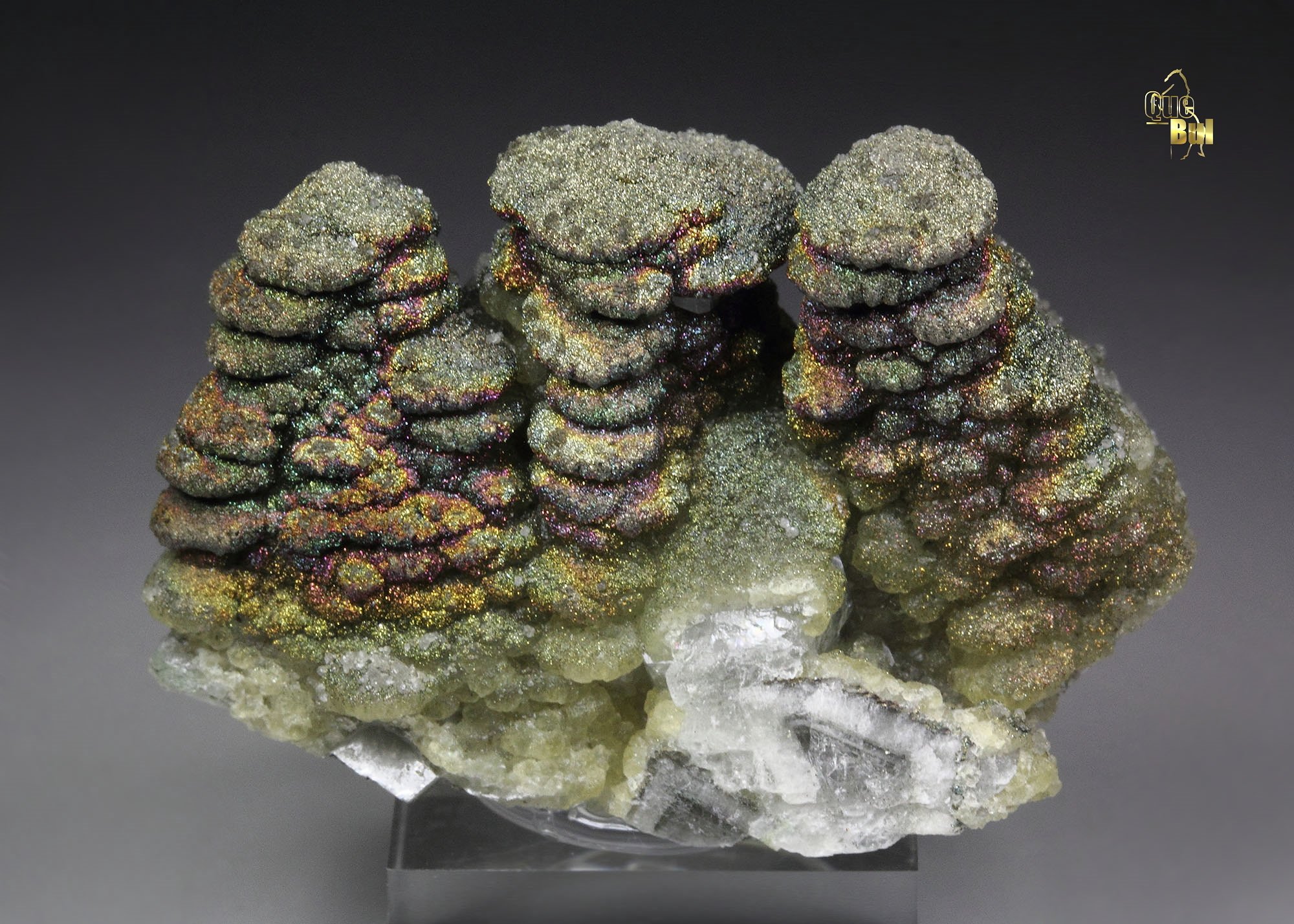 CALCITE, iridescent PYRITE