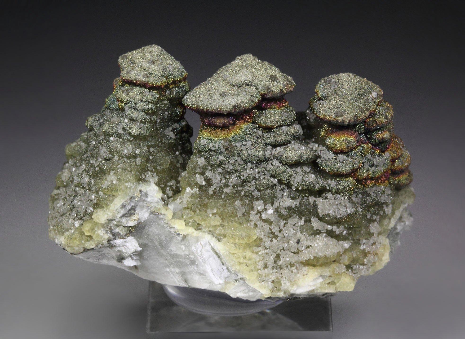 CALCITE, iridescent PYRITE