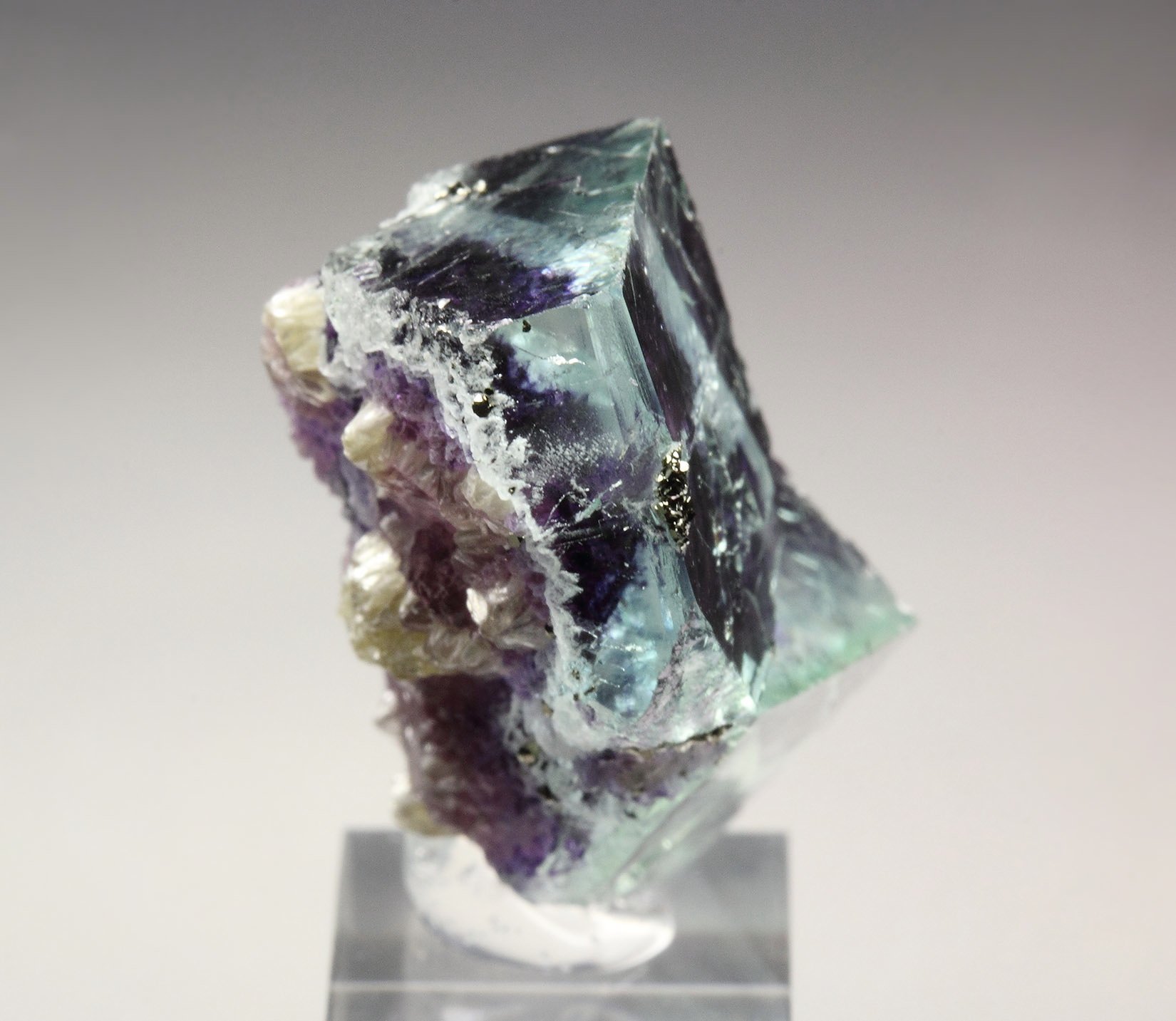 FLUORITE with PHANTOMS, PYRITE